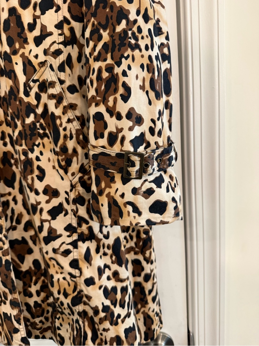 Ashley Stewart Leopard Print Long Button Jacket Size 2X Cotton Career Chic - Picture 8 of 11